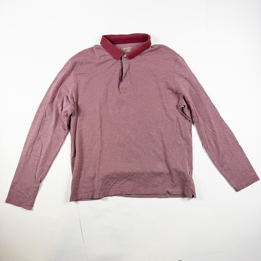 UNTUCKit‎ Men's Long Sleev Pima Cotton Polo Shirt Maroon Large